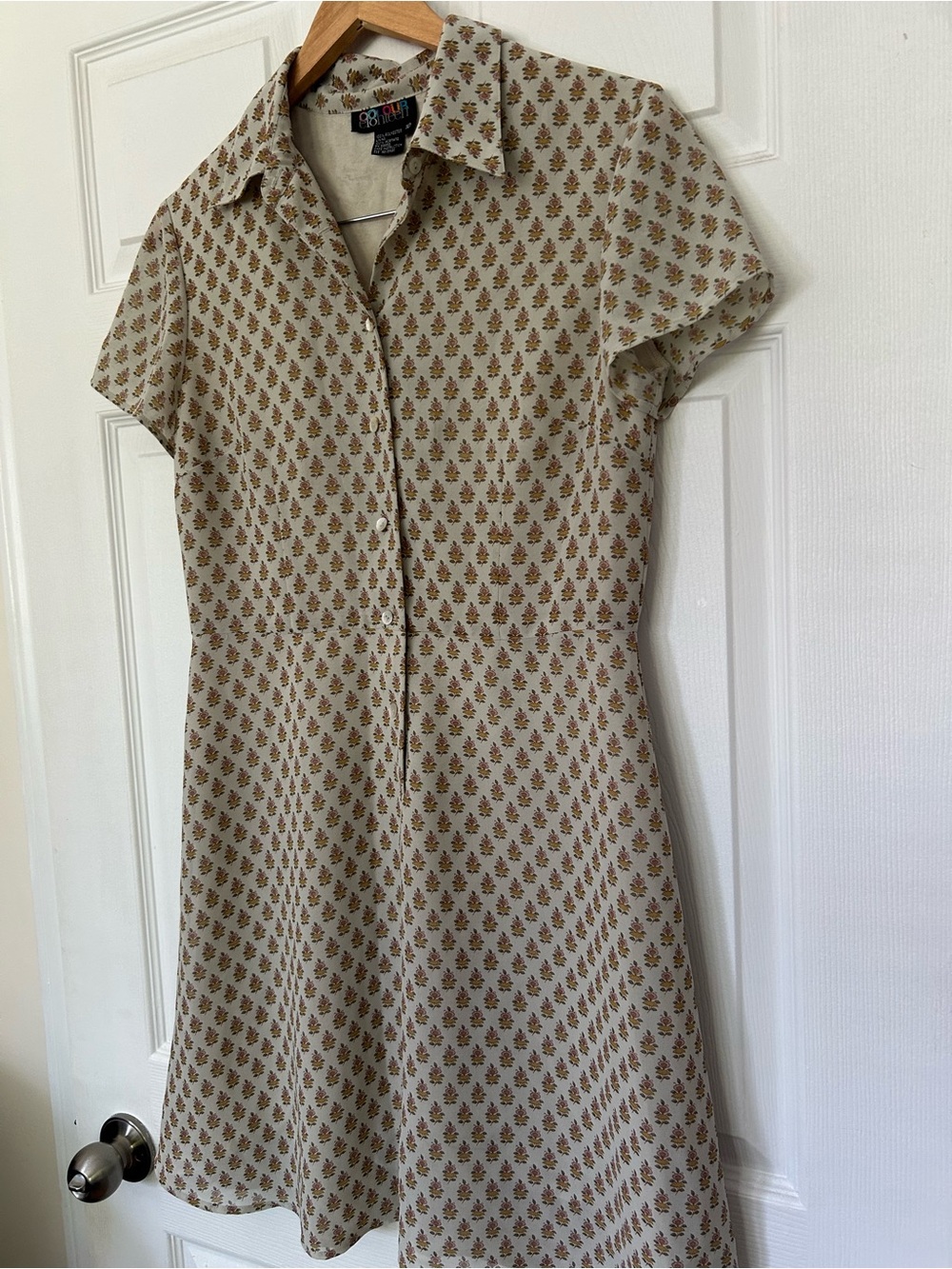 Vintage Floral Print Sage Green Dress